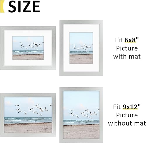 Vista 166 de Frametory, Los marcos de 16 x 20 pulgadas muestran imágenes de 11 x 14 pulgadas con paspartú o fotos de 16 x 20 pulgadas sin paspartú, vidrio Plata