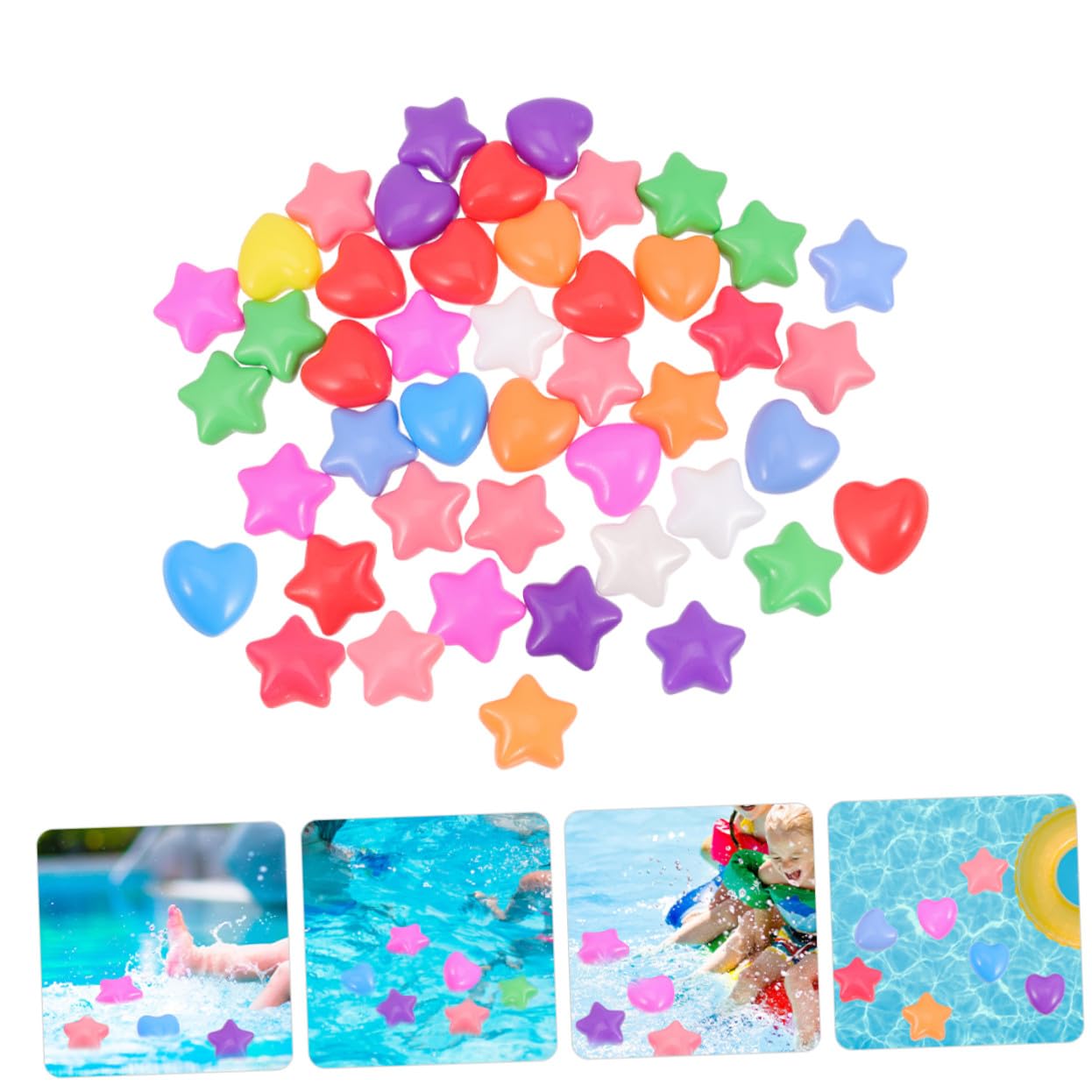 80 Bolas para Piscina en Forma de Estrella y Corazón, Hechas de PE, Ideales como Accesorios Decorativos Enseñar a Contar en Parques Infantiles y Áreas de Juegos