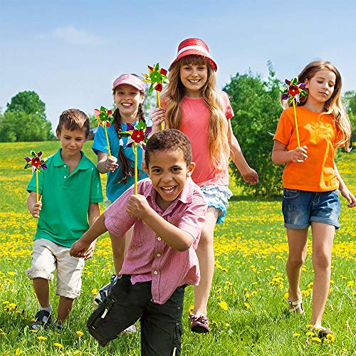 Artcreativity 12 Pack Pinwheels Set - 6 Inch - Assorted Colors - Fun Carnival Toy And Party Favor - Yard, Garden Spinning Windmill - Amazing Gift Idea For Boys And Girls Ages 3+ #TOP4