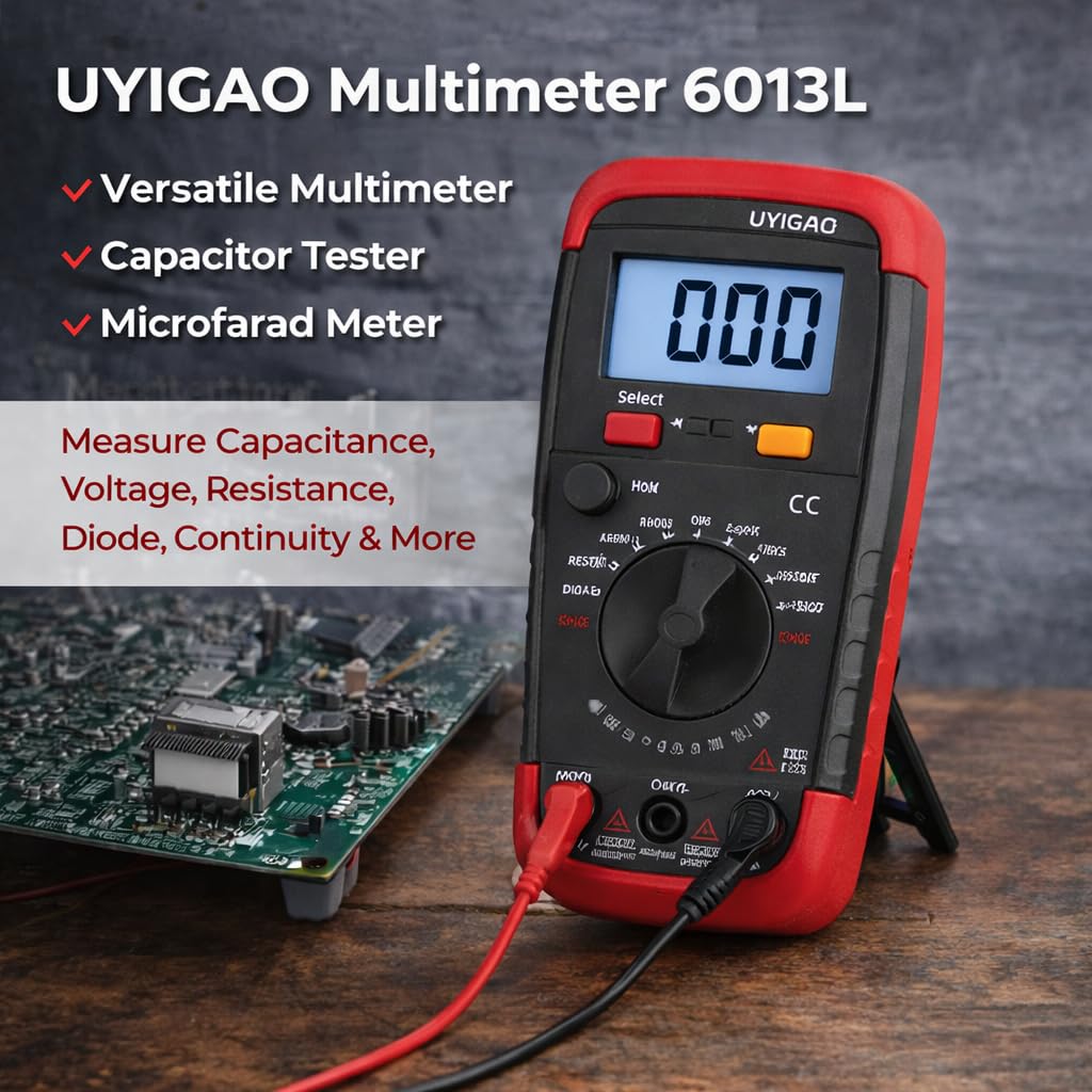 UYIGAO Multimeter, Capacitor Tester, Microfarad Meter with Capacitance Digital Multimeter 6013L LCD Display Low Power Consumption Meters