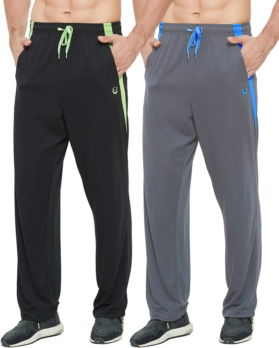 Men's Athletic Pant with Pockets Open Bottom Sweatpants for Men Workout, Exercise, Running