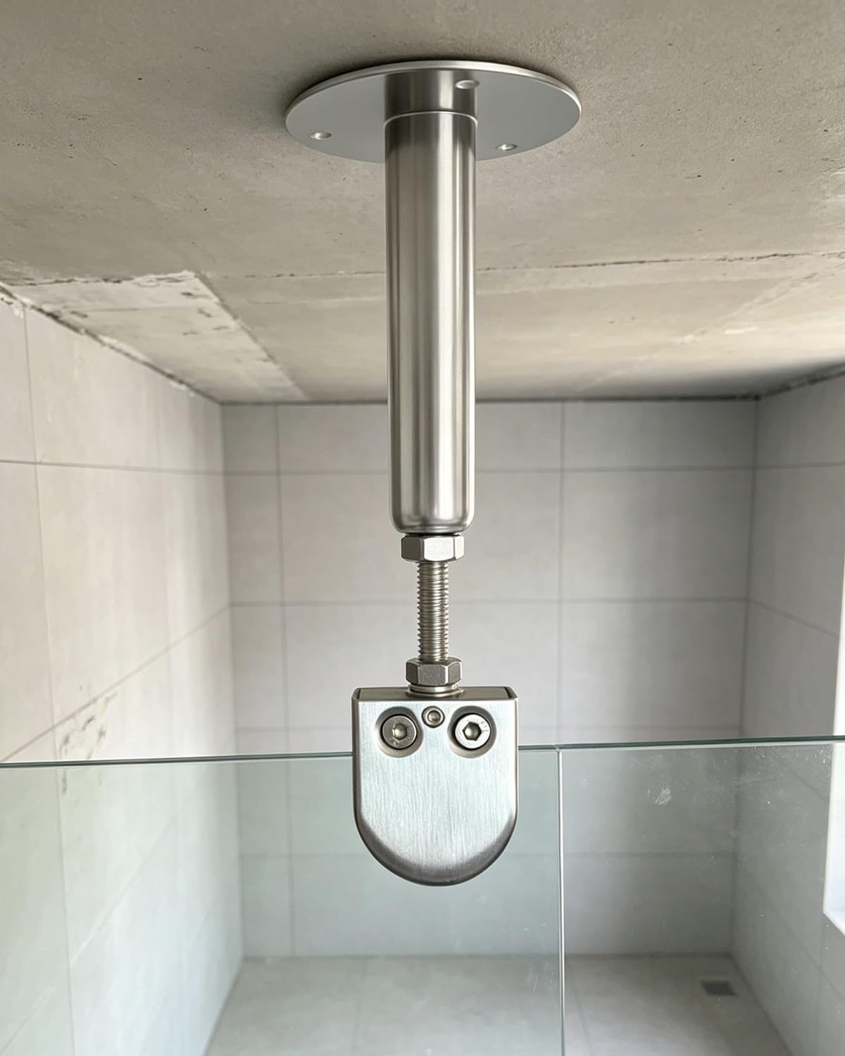 Duschwand Halterung Vertikale Glastragestange für die Decke (20 25 30 cm), Wand-Glas-Klemme