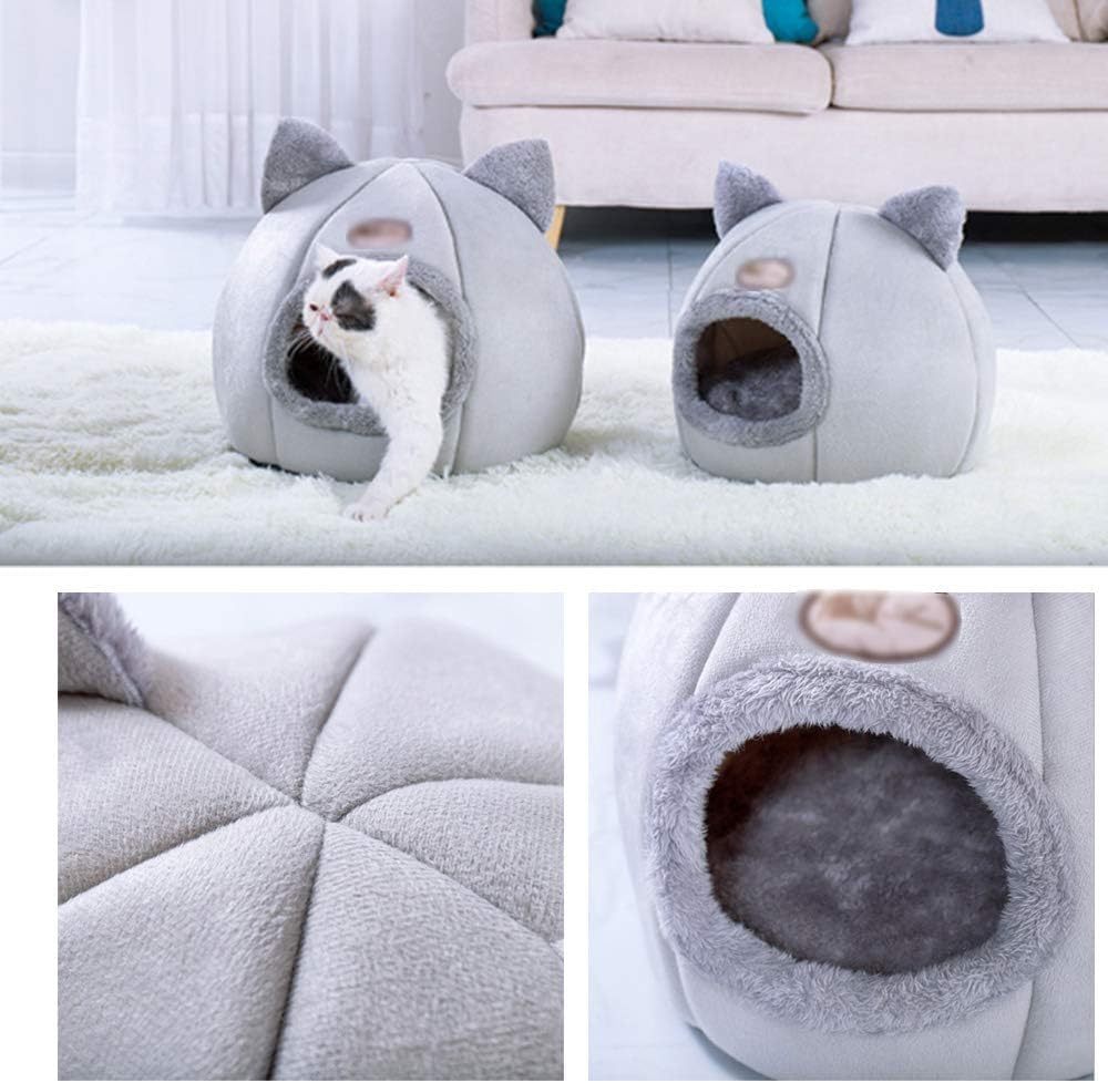 سرير لتدفئة القطط في الشتاء من ديكديل، عش مريح وناعم للحيوانات الاليفة للاماكن الداخلية، منزل نوم للحيوانات الاليفة والقطط والكلاب شبه مغلق