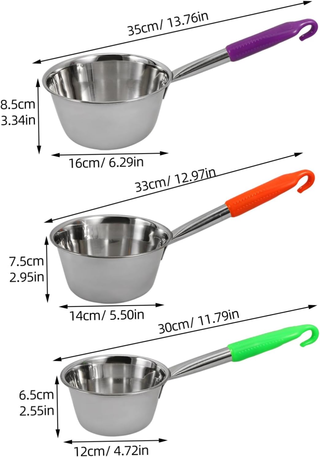 Water Ladle Hook Stainless Steel Set Long Handle with 3pcs image 2