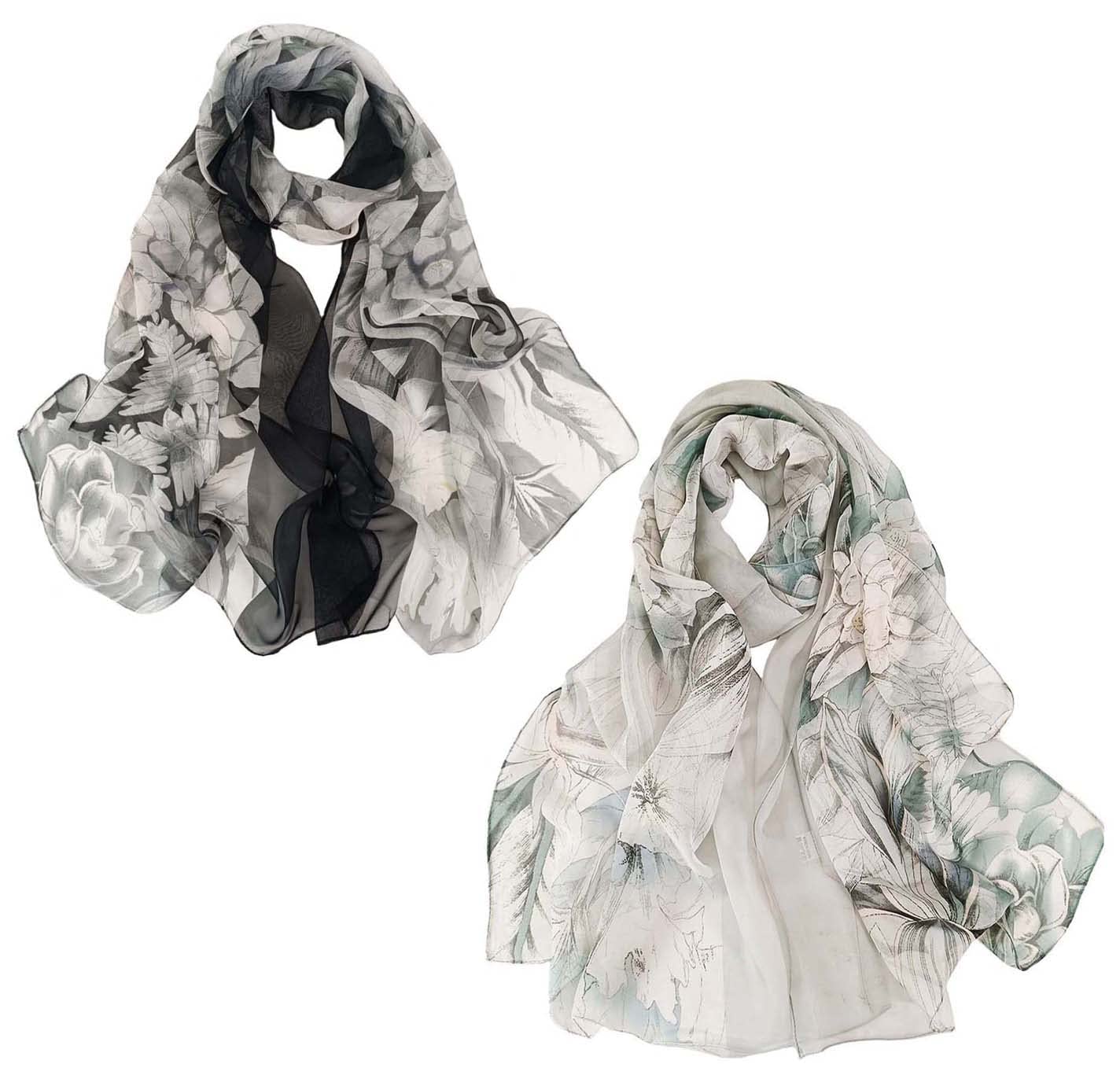 AcotavieAcotavie 2 Pcs Scarfs for Women Lightweight Scarves Fashion Floral Print Shawls Holiday Gifts Scarf