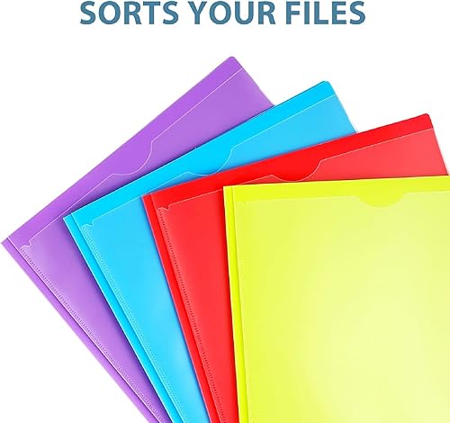 Miniatura 7 de Paquete de 16 carpetas resistentes de 3 bolsillos con puntas, carpetas de plástico con bolsillo frontal transparente, para papel tamaño carta,