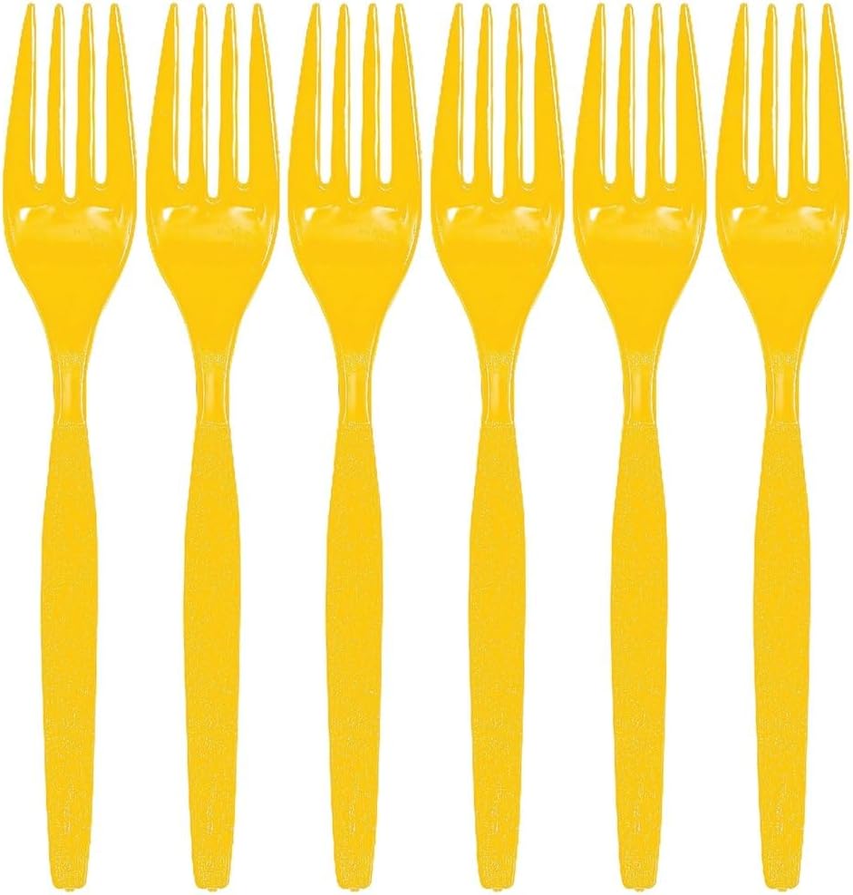 Fun Express - Metallic Silver Plastic Forks (50 Pc) - Party Supplies - Solid Tableware - Cutlery - 50 Pieces