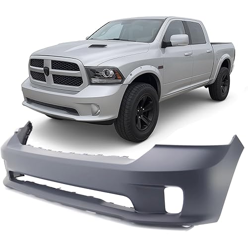 FitParts Compatible With Front Bumper Cover Dodge RAM 1500 2013-2018 Sport & Express Extended Standard Crew. New, Primed With Fog Light Holes. CH1000A10 68197698AA