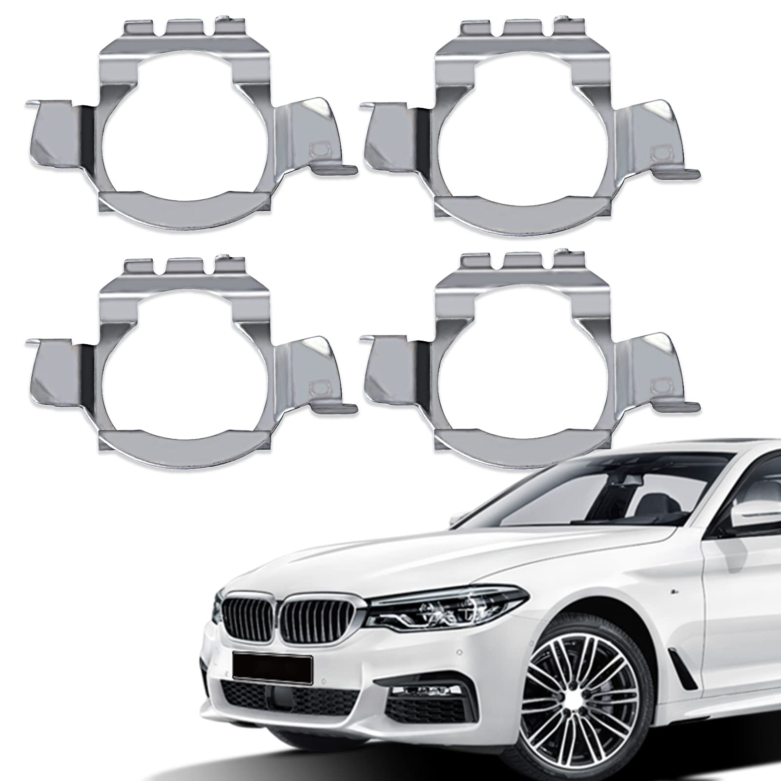 cuecluePack-4 Led Light Bulb Adapter Holder, Clik Socket Base, H7 Fixed Buckle Base Auto Parts for Benz Audi BMW X5 VW New Bora Sagitar Buick Nissan (Silver)