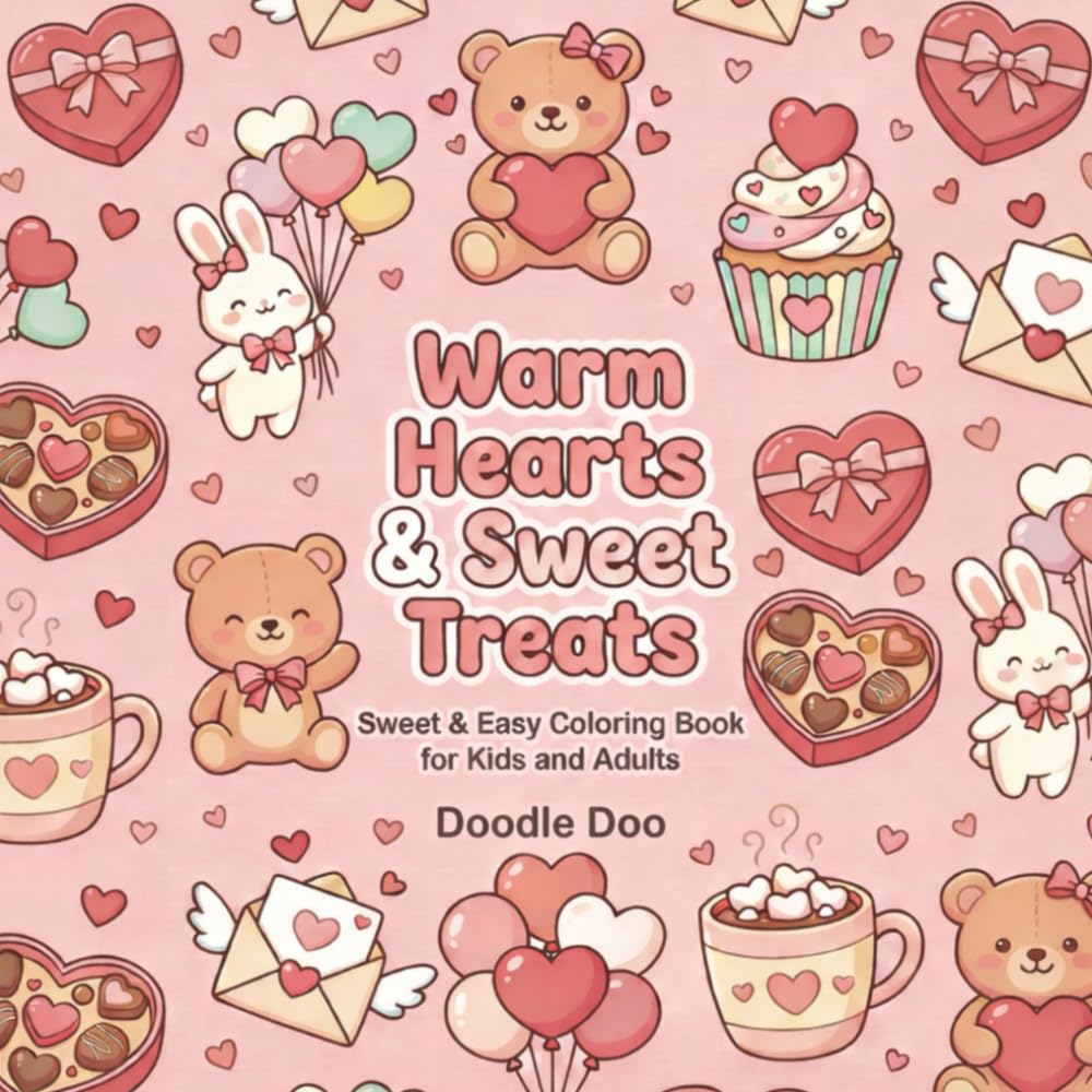 Warm Hearts & Sweet Treats: A Valentine’s Day Coloring Book for Kids and Adults Filled with Cute Desserts, Adorable Animals, and Cozy Designs: A Sweet ... Day Coloring Book for Kids and Adults