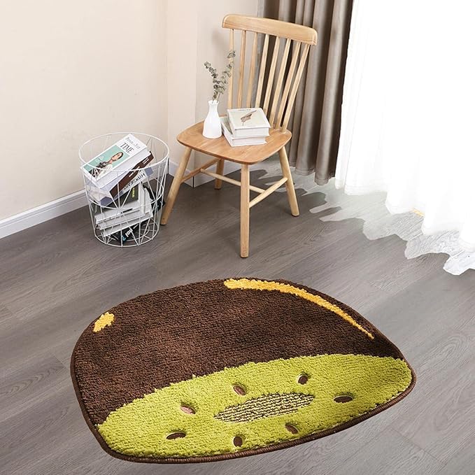 Image of Gavi Home Decor Super Soft Shaggy Bath Mat Anti Skid Anti Slip Cute Absorbent Kids Small Bath Mat Cartoon Fruit Bathroom Rug Non Slip, Cute Bathroom Floor Mat for Home Kitchen(60 x 40 Cm) (Green Kiwi)