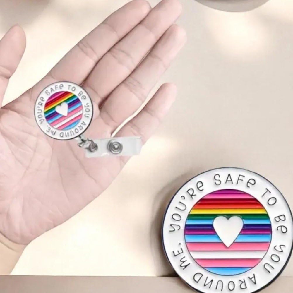 Pride Lgbtq tęczowe kołowrotki na identyfikatory uchwyt chowany uchwyt na dowód osobisty identyfikator identyfikator przypinka klipsy do pracy medycznej biura