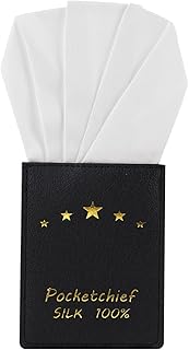 Pre-Folded White Silk Pocket Squares for Men, Handkerchief Accessories Pocket Square Holder for Men's Suit, Jacket