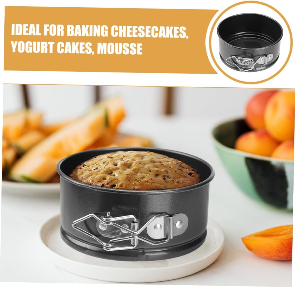 4pcs Non-stick Mini Cake Pans with Locking Springform, 4-inch round Black Cheesecake and Pie Bakeware Set for Home Baking