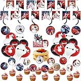Bay-max Birthday Party Decorations,Cartoon Big Hero Themed Party Supplies Birthday Decorations for Boys Girls with Happy Birthday Banner,Cake Topper,Cupcake Toppers,Balloons,Swirls Decorations