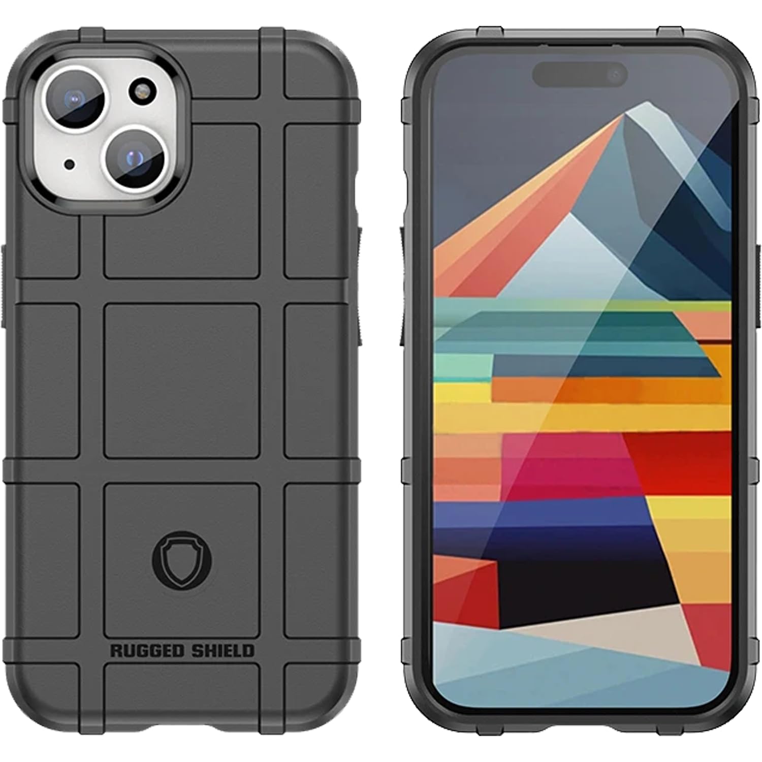 EGO TACTICAL Rugged Shield Brand Solid Color TPU Phone Case for iPhone 15 6.1" Screen - Black