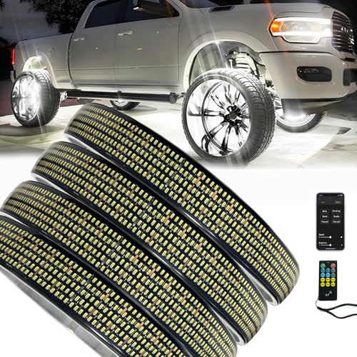 NBWDY New 4Pcs 17in Pure White 5 Row Wheel Lights ...