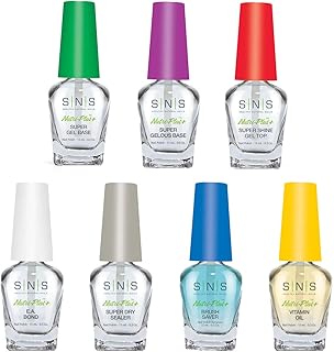 SNS Base Coat Nail Polish for Nail Dip Powder Set, 7 Pack - Long-Lasting & Fast-Drying Nail Strengtheners Gel Base for Quality Colors - Low-Odor Dipping Powder Polish, No UV Lamp Required, 0.5 Oz