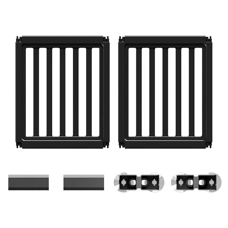 Cercado modular para cães e pequenos animais everfront em plástico preto, 76,2 cm de altura, conjunto com 2 painéis