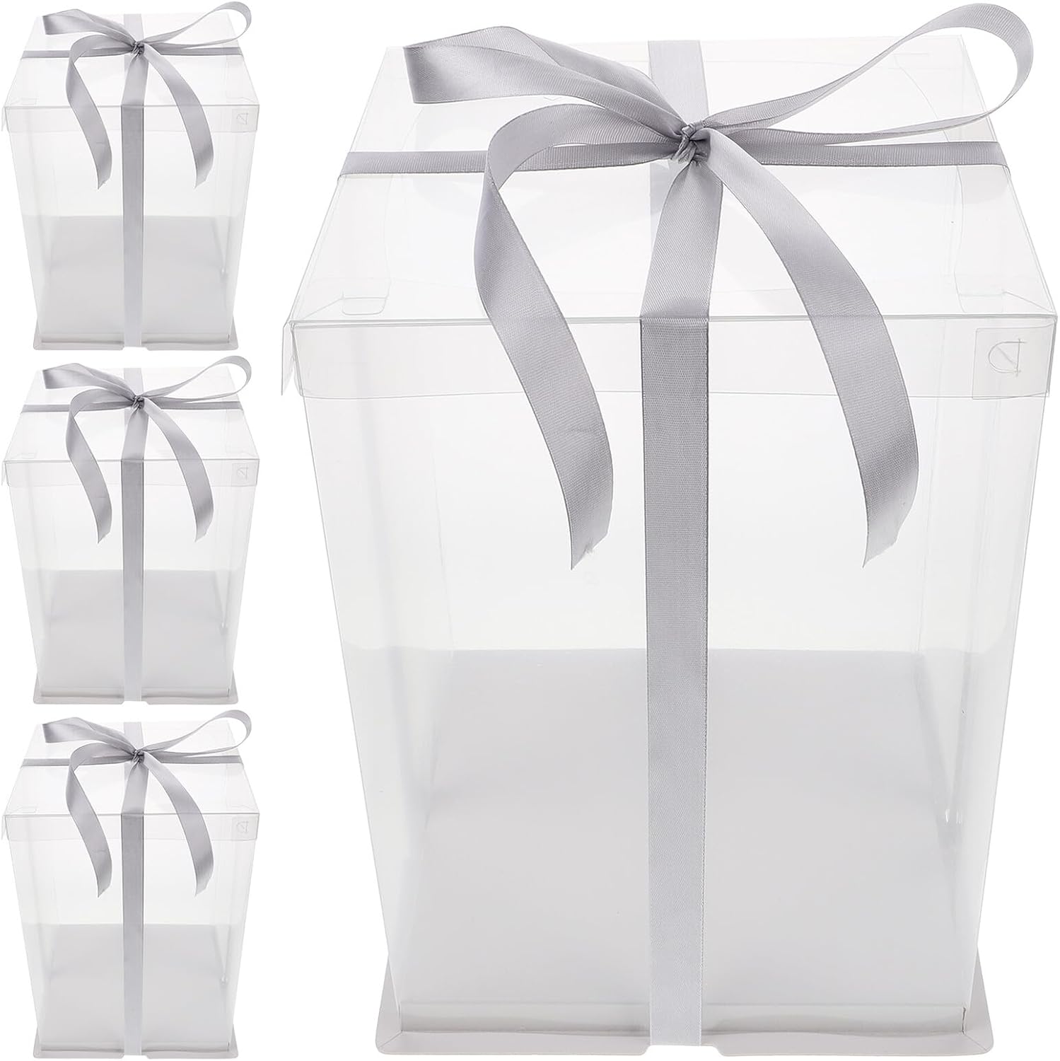 TIDTALEO 8-Inch Birthday Cake Boxes Set of 4 Plastic Elevated Cake Carriers with High Dome Lids Food Storage Containers for Party Packing and Packaging Random Color Random Color