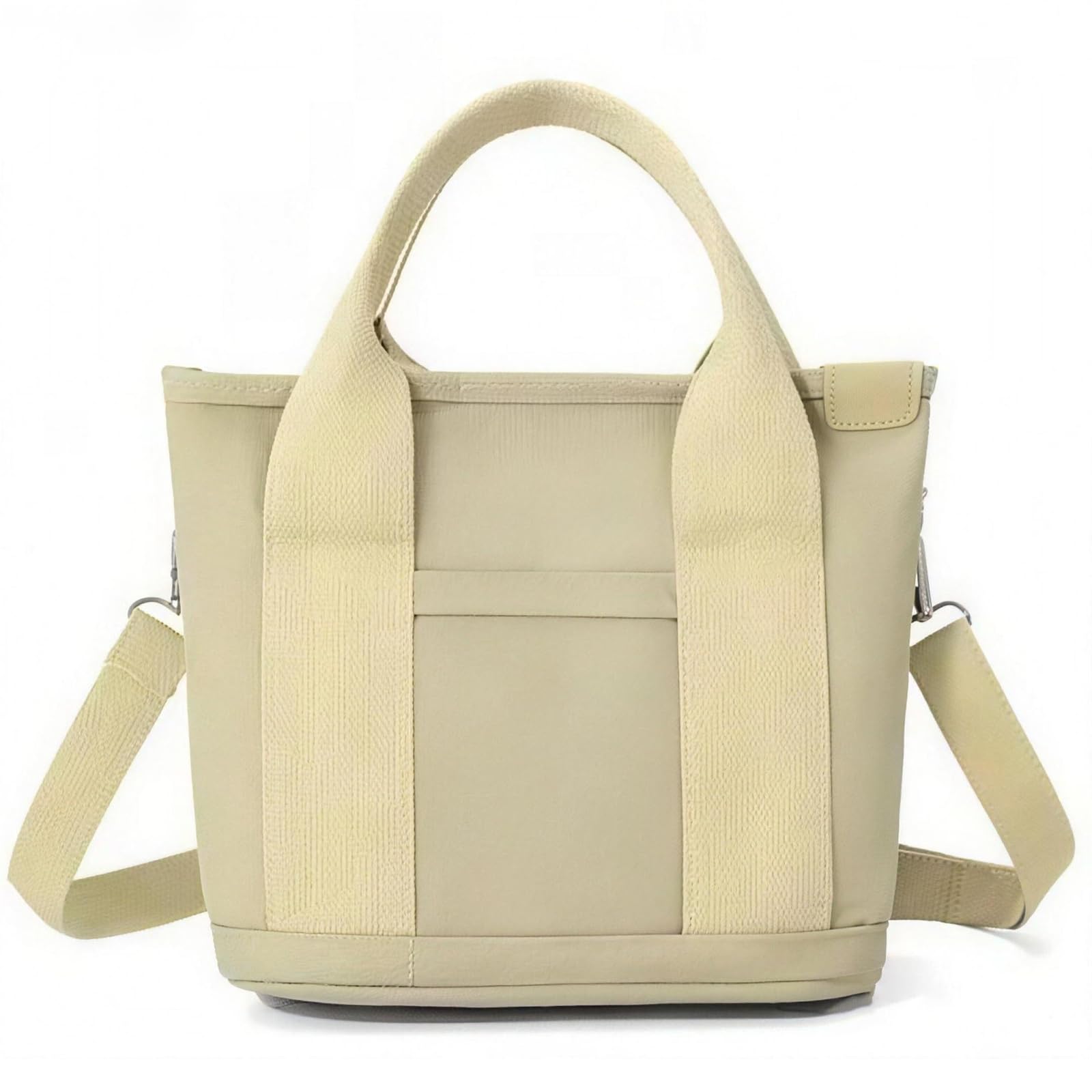Canvas Small Tote Bag, Beige Crossbody Handbag with Zipper, Multi-Purpose Shoulder Messenger Bag for Women-image-11