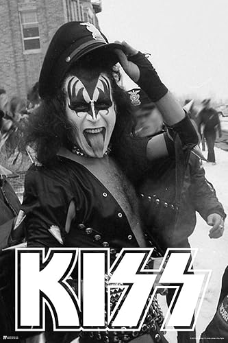 Póster de Kiss Poster The Demon Police Hat Gene Simmons Kiss Band Merchandise Kiss Collectibles Kiss Memorabilia Heavy Metal Music Merch 1970s Retro