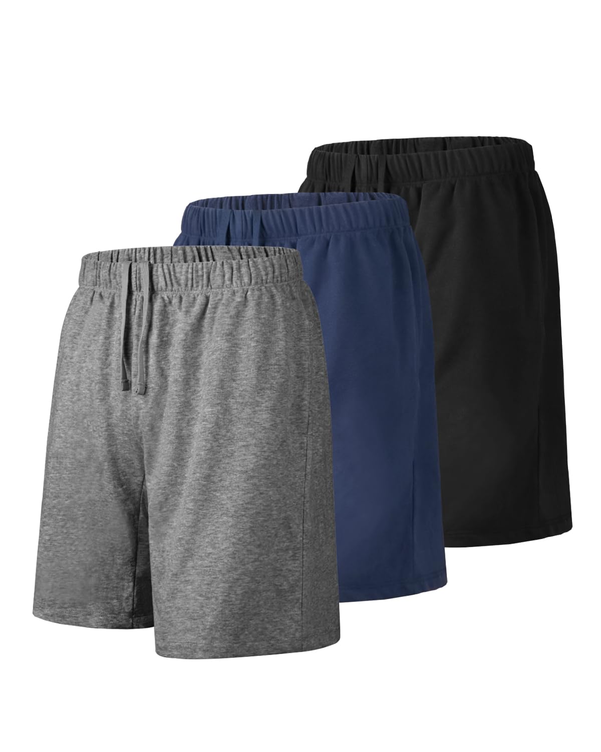 Liloak Pantaloncini sportivi da uomo con tasche, pantaloncini da uomo, 17,8 cm, in cotone lavorato a maglia, confezione multipla, vestibilità casual estiva