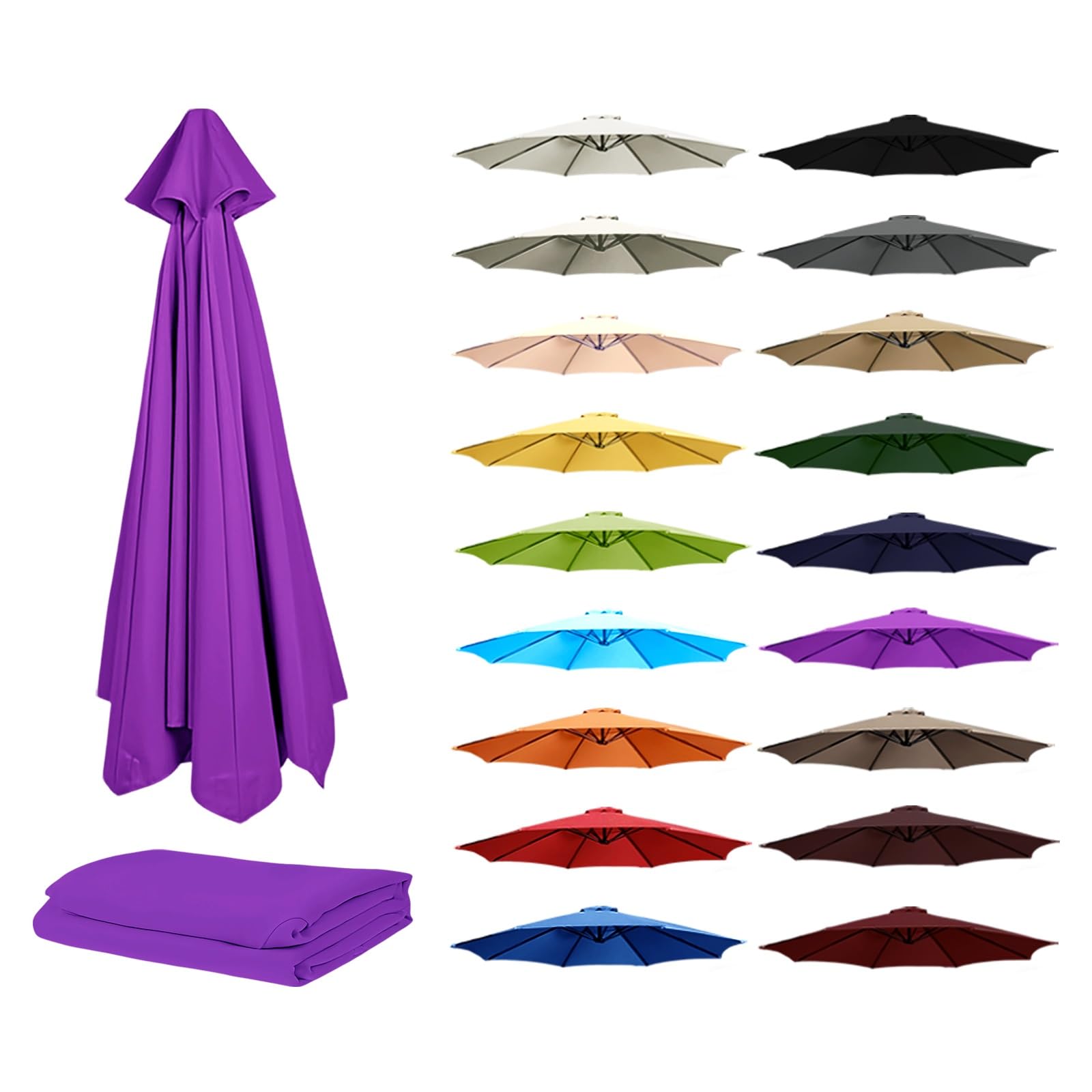 Zapasowy baldachim do parasoli ogrodowych, 2 m do 3,5 m, 6/8 żeber, zewnętrzny parasol plażowy, patio i balkon, trwała tkanina na kemping i ochronę przed słońcem