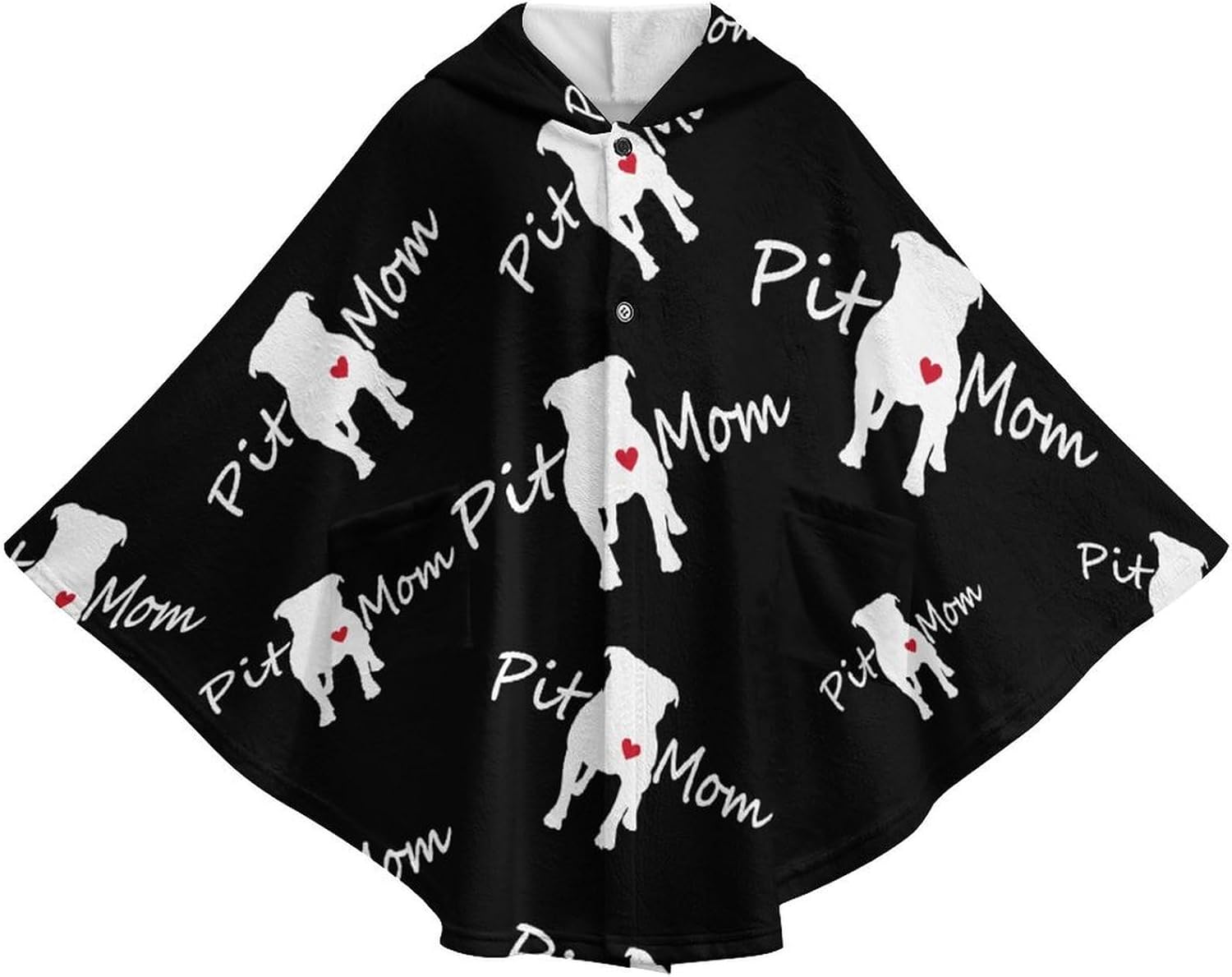 Pitbull Mom Wearable Blanket with Hooded Flannel Blankets Cape with Pocket