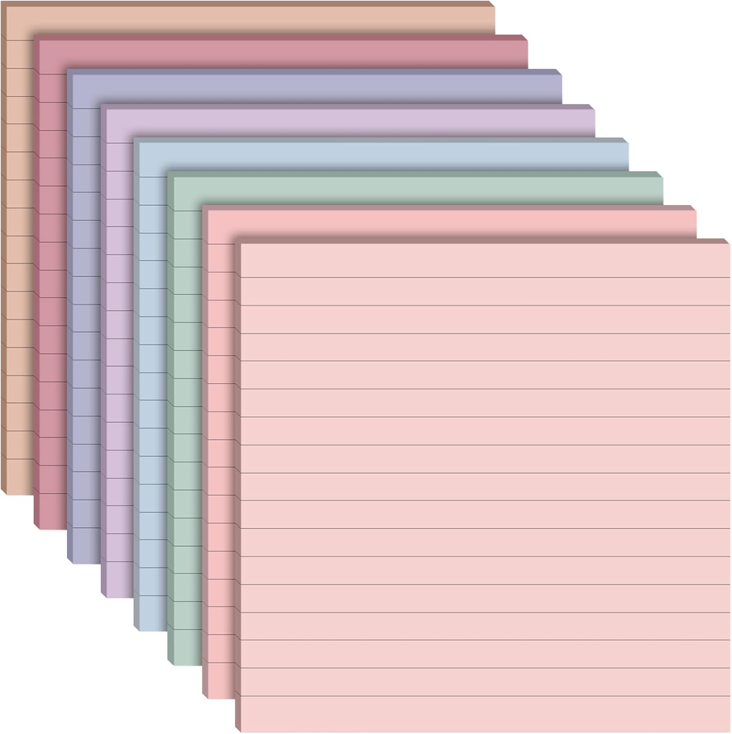 Qeeenar 8 Pads Big Sticky Notes 11 x 11 Inch Lined Jumbo Large Sticky Notes for Wall,Giant Strong Power Memo Square Post for Office, 25 Sheets/Pad(Bright Color)