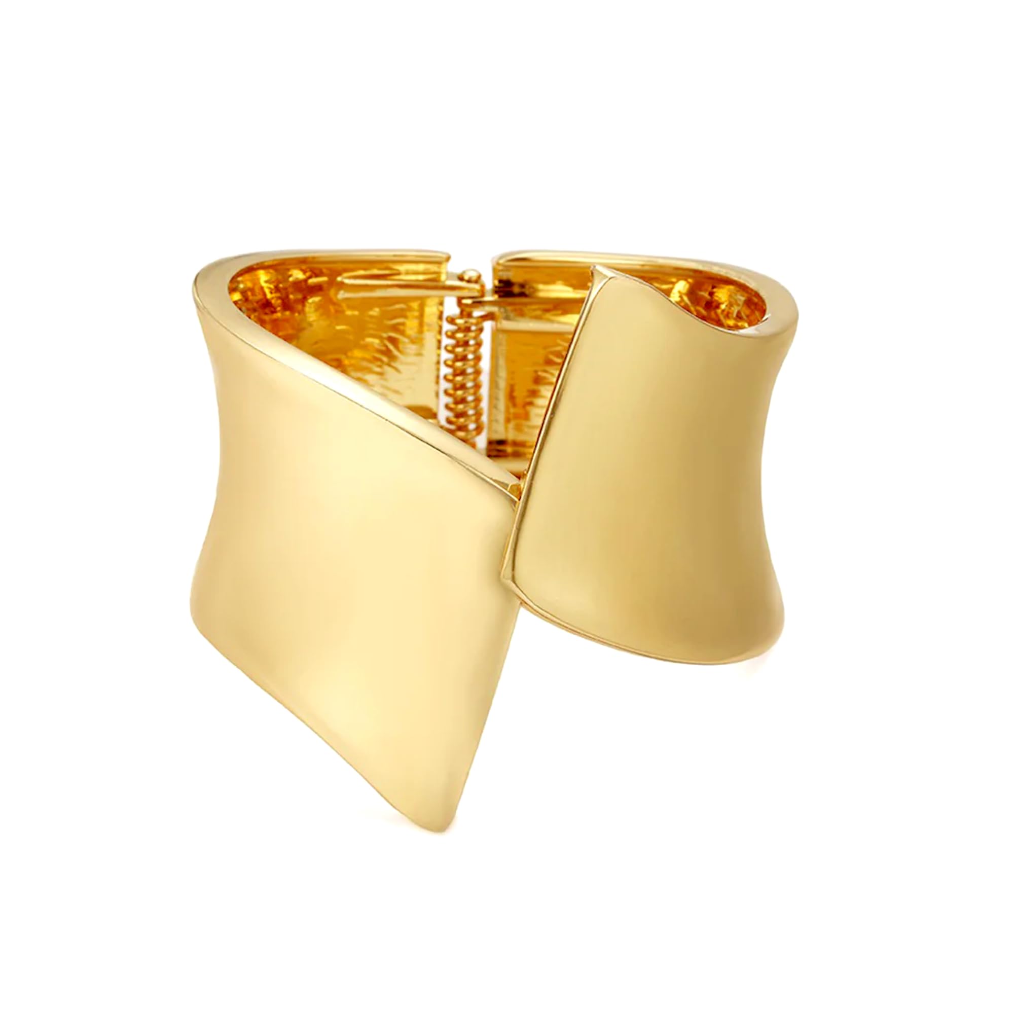 SALVE Anti-Tarnish Gold Plated Fancy Bracelet | Trendy Contemporary Wide Front-Open Grooved Adjustable Free-Size Wrap Cuff | Hand Accessories for Women & Girls (B0CQCJX7GP) Amazon Price History, Amazon Price Tracker