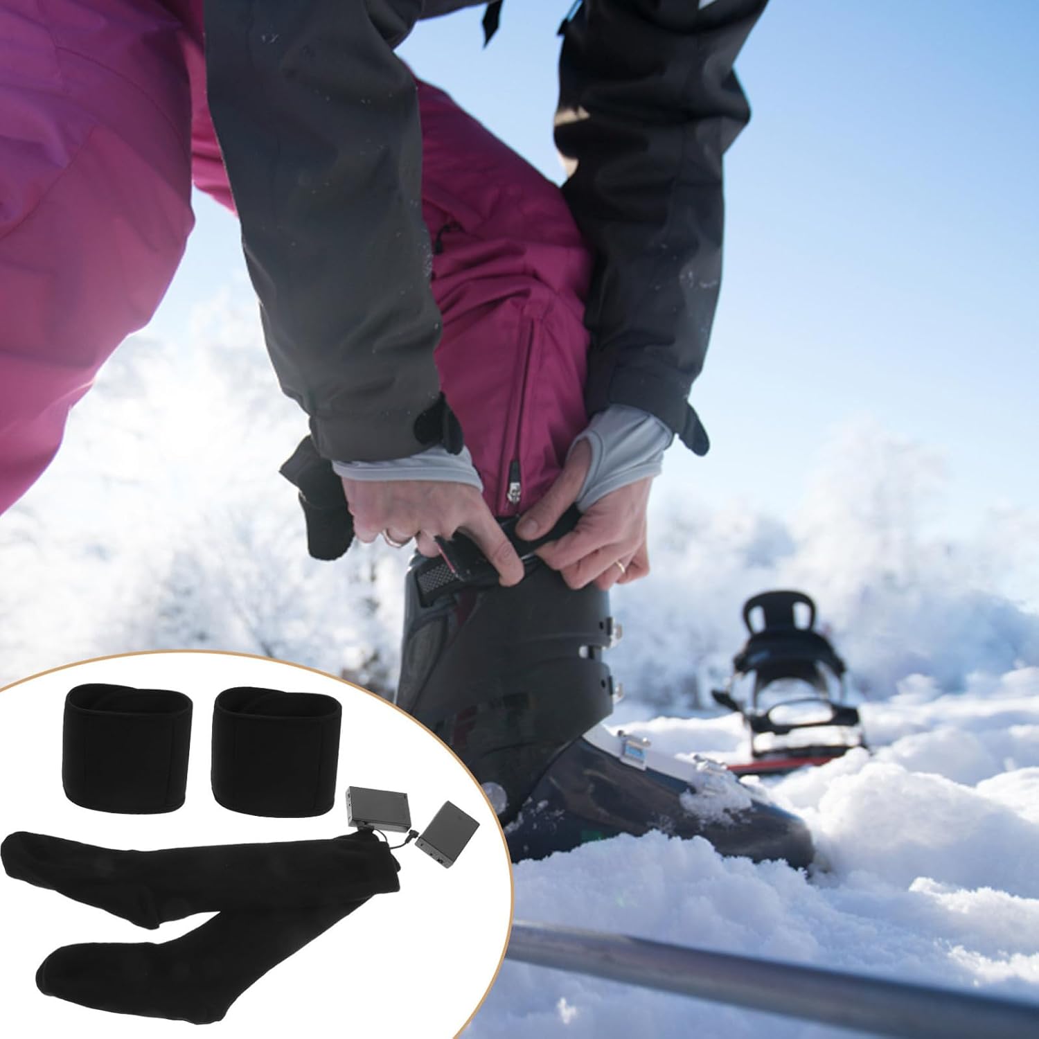 Tofficu USB Rechargeable Heated Socks for Men and Women, Thick Thermal Electric Foot Warmers, Washable Winter Camping and Outdoor Footwear