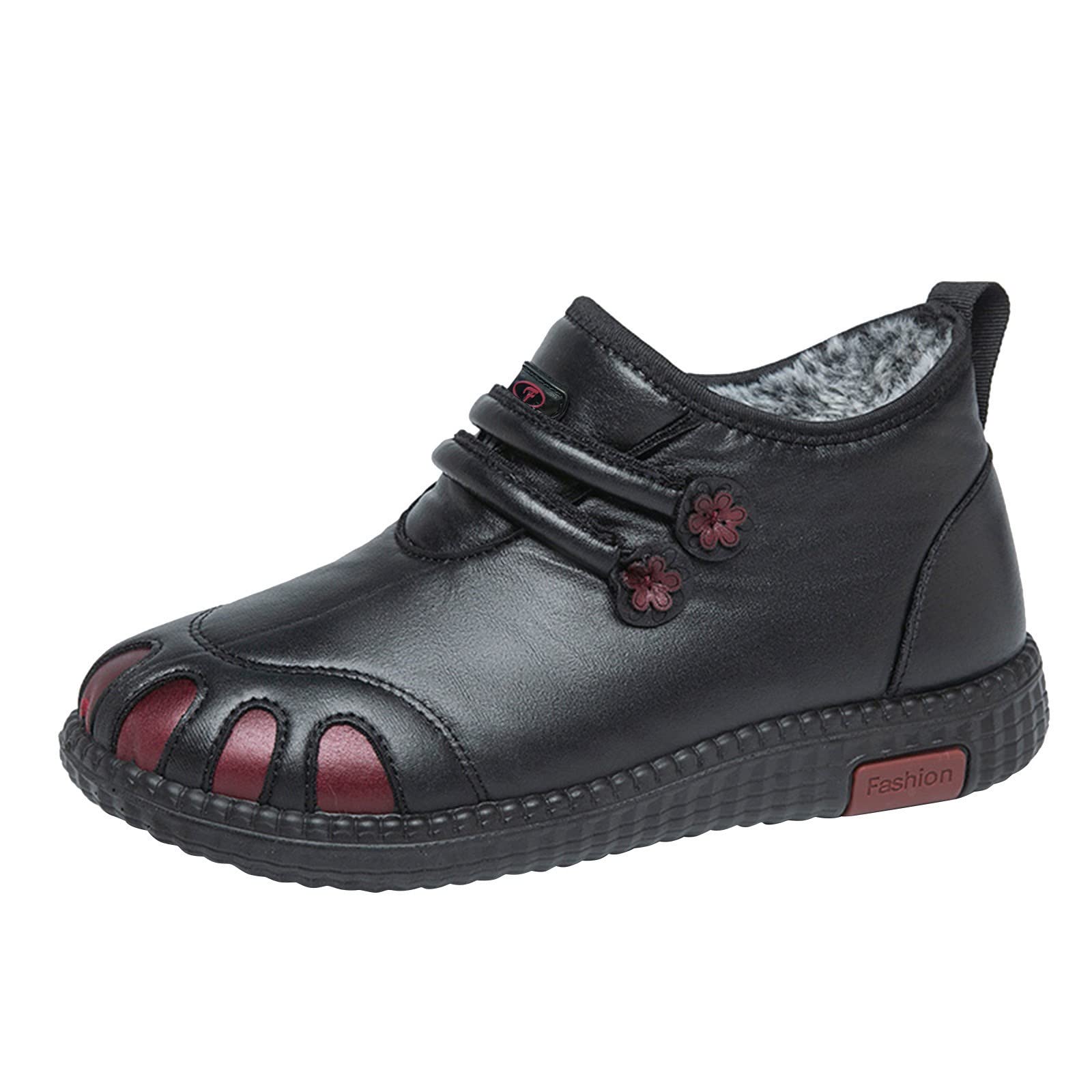 Women Snow Boots Leather Fashion Anti-Slip Ankle Booties Comfortable Lace Up Orthopedic Boots Winter Walking Shoes Women