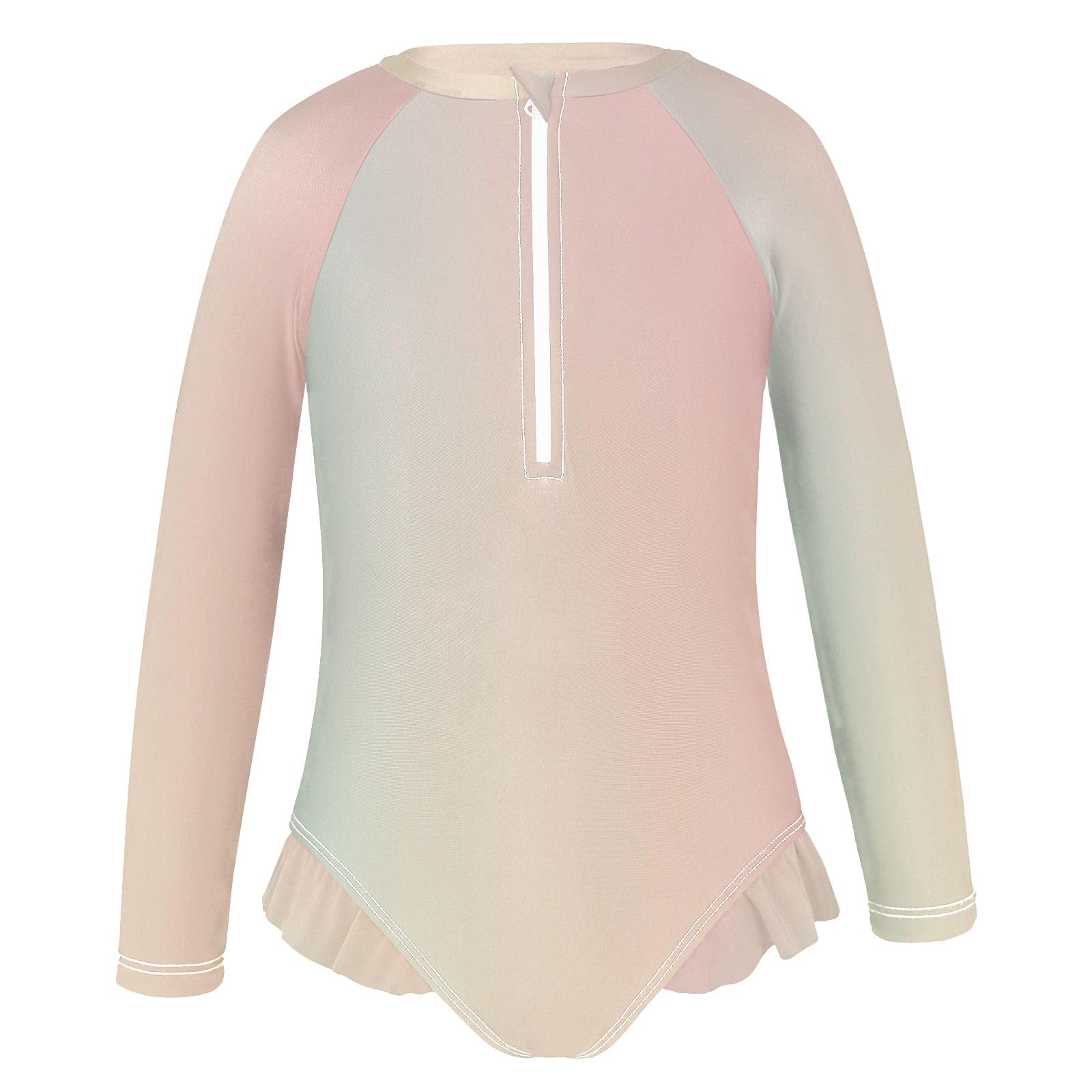 ALAZA Swimsuit for Girls Long Sleeve Rashguard Bathing Suit Pink Pastel Gradient Quick Dry 4T