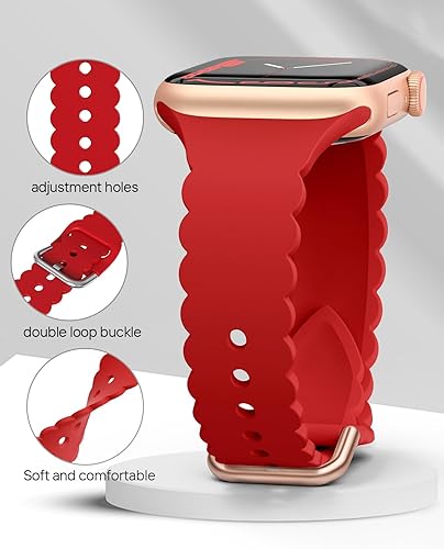 Miniatura 6 de Sunnywoo Correa de silicona de encaje compatible con correas de Apple Watch de 1.575 in, 1.614 in, 1.496 in, 1.732 in, 1.654 in, 1.772 in, 1.929 in,