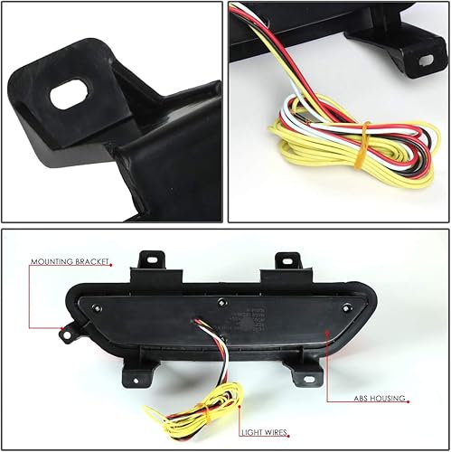 Miniatura 4 de DNA MOTORING 3BL-FM15-3D-LED-BK-SM Luz de freno LED de tercera cola con carcasa negra compatible con Ford Mustang 15-18