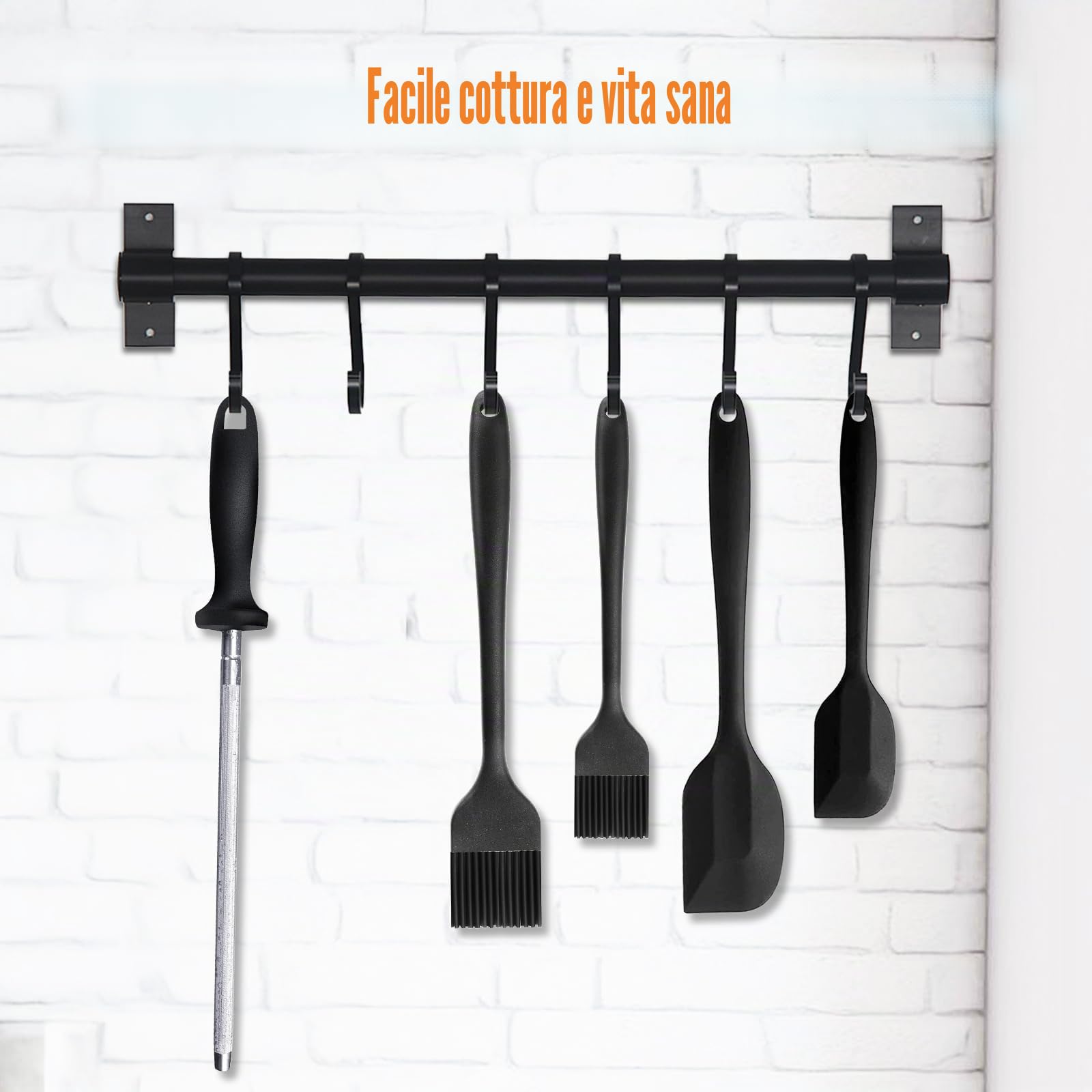 Pennello in silicone per cucinare 2 pennelli da pasticceria per grigliare, olio, barbecue, carne, salse, cottura al forno, (nero)