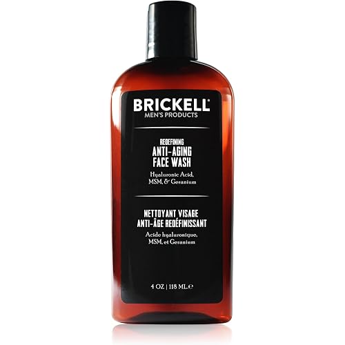 Brickell Men's Redefining Anti-Aging Face Wash For Men, Foaming Gel Face Wash Firms & Plumps Skin to Reduce Signs of Aging, With Hyaluronic Acid, Vitamin E, and Vitamin C, 4oz, Scented