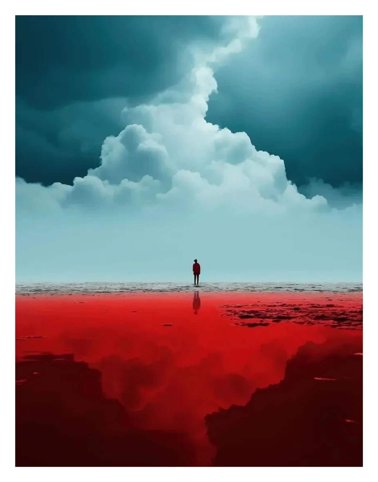 BYAMBD Aesthetic Pictures The Sea Melted Into The Sky Character Behavior Artistic Color Posters Minimalist Print Canvas Painting Wall Art For Home Decor(B,30x40cm)