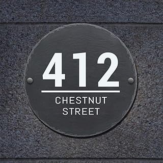 Personalized House Number Sign Plaque, Custom Home Address Plate 911 Visibility with Stake, Slate House Number Sign Plaque for Yard,Lawn,Garden,Street,Drive Way, House Address Numbers for Outside