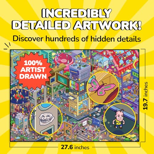 Image of Odd Pieces Jigsaw Puzzles 1000 Pieces with Storytelling Comics, for Women, White Elephant, Mystery Puzzle for Adults & Kids - 19.7'' x 27.6'' Frameable Magic Puzzle Art (Time Keepers)