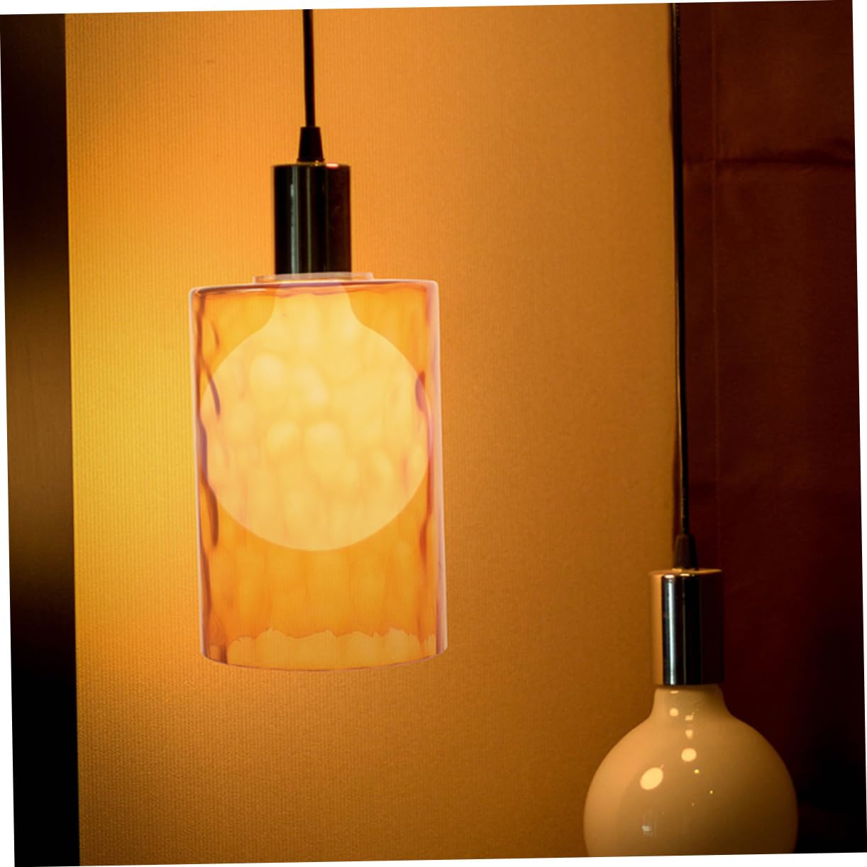 Abat-jour en Verre Orange Cylindrique de Rechange 2 Pièces