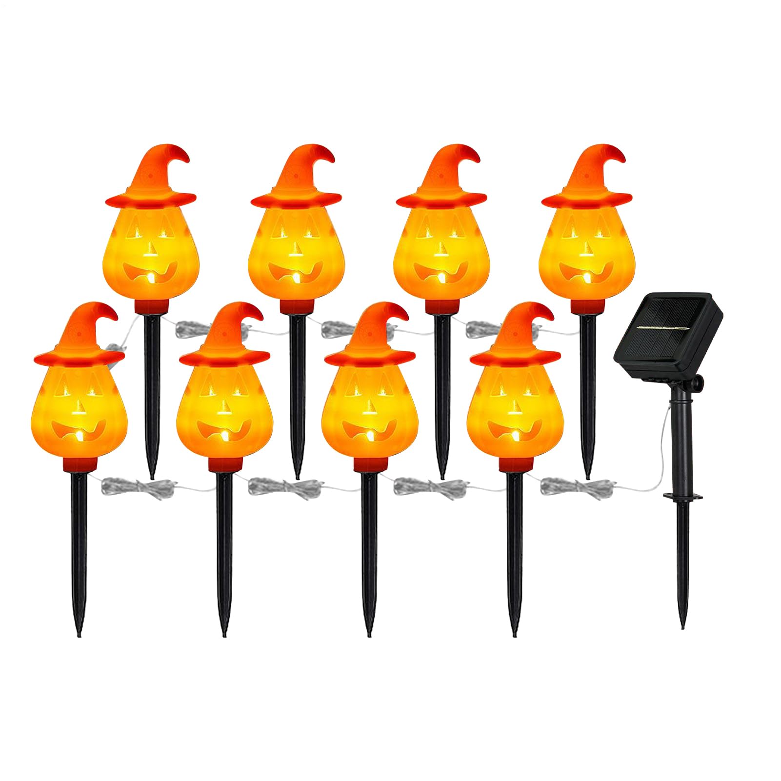 Lanterne solaire sur tige orange : fixez facilement vos lumières de Halloween dans le jardin