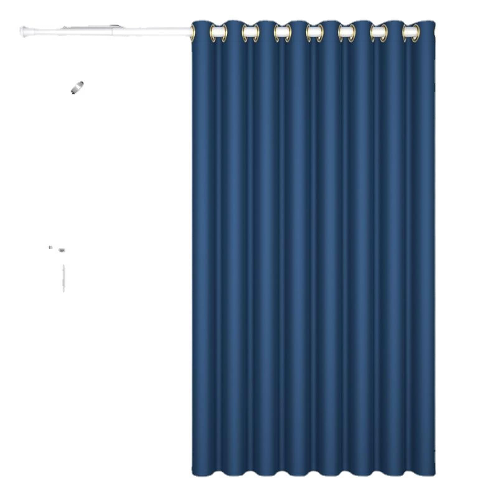 Occhielli x Tenda da Bagno,300 W x 200 H CM,Tenda per Vasca da Bagno Blu Scuro Tinta Unita Tenda per Doccia in Poliestere Ganci per Tenda Doccia