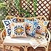 Outdoor Waterproof Throw Pillow Covers Set of 4 Floral Printed and Boho Farmhouse Outdoor Pillow Covers for Patio Funiture Garden 18x18 Inch Yellow