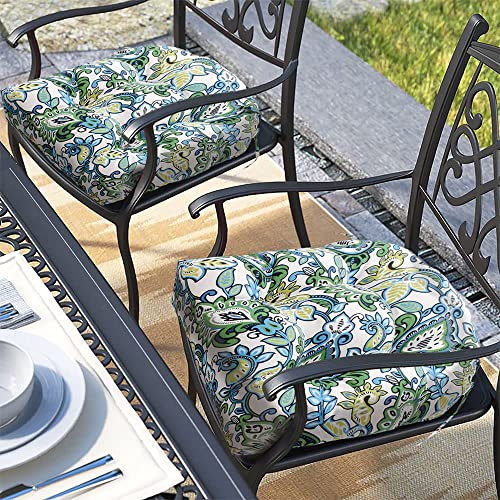 Magpie Fabrics Outdoor/Indoor Tufted Seat Cushion with Ties Set of 2, 19'x...