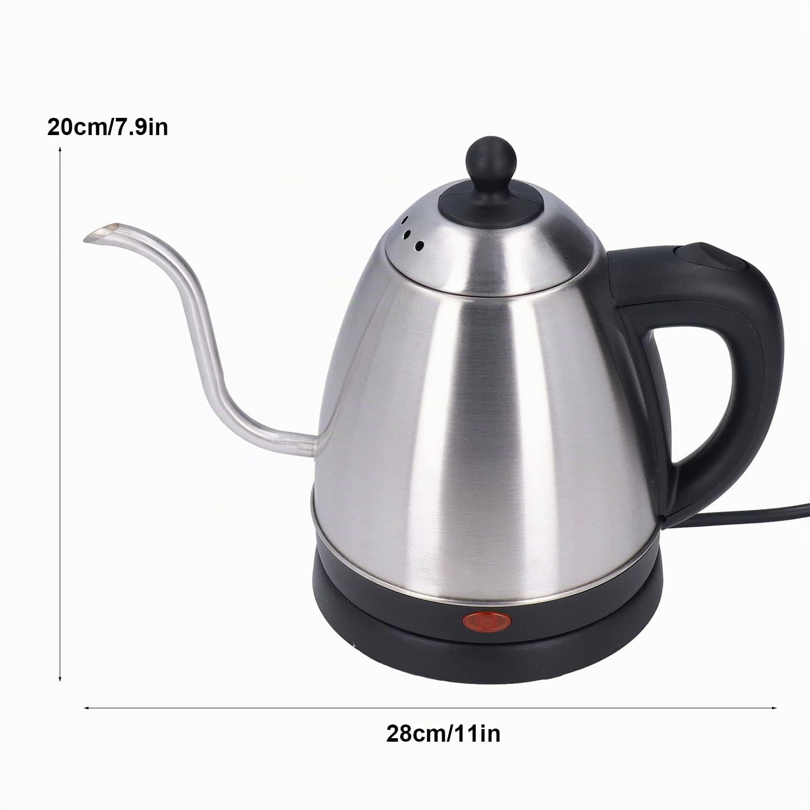 Bouilloire électrique à Col de Cygne de 1,2 L, Bouilloire à Café en Acier Inoxydable Résistant à la Chaleur électrique à Col de Cygne Antidérapant à la Main