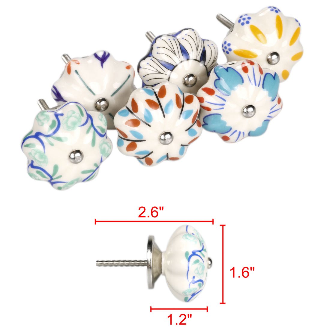 Vintage Floral Ceramic Knobs - Shabby Chic Drawer Pulls -2