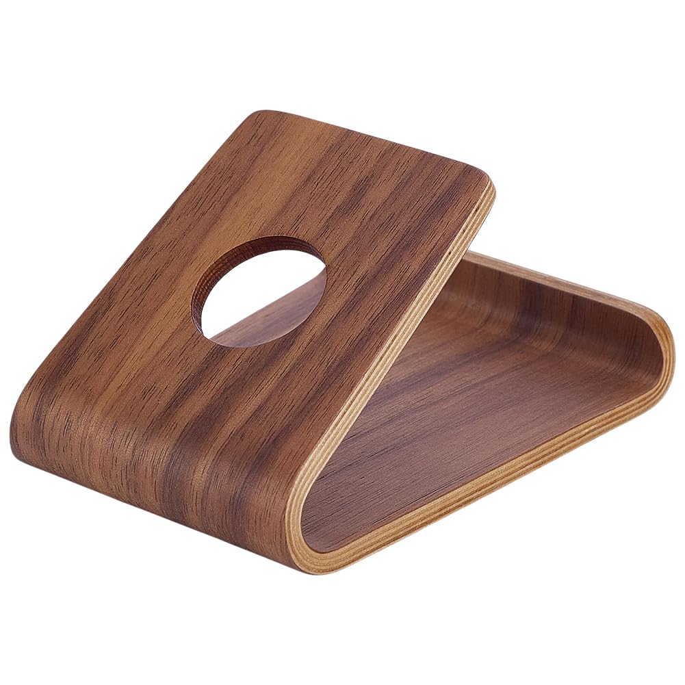 Photo 1 of HOBBIESAY Walnut Wood Cell Phone Holder 2.95 Inch Smartphone Stand Desk Phone Mount Cellphone Cradle Handcrafted Wooden Cellphone Rest for Mobile Phones Tablet Placement