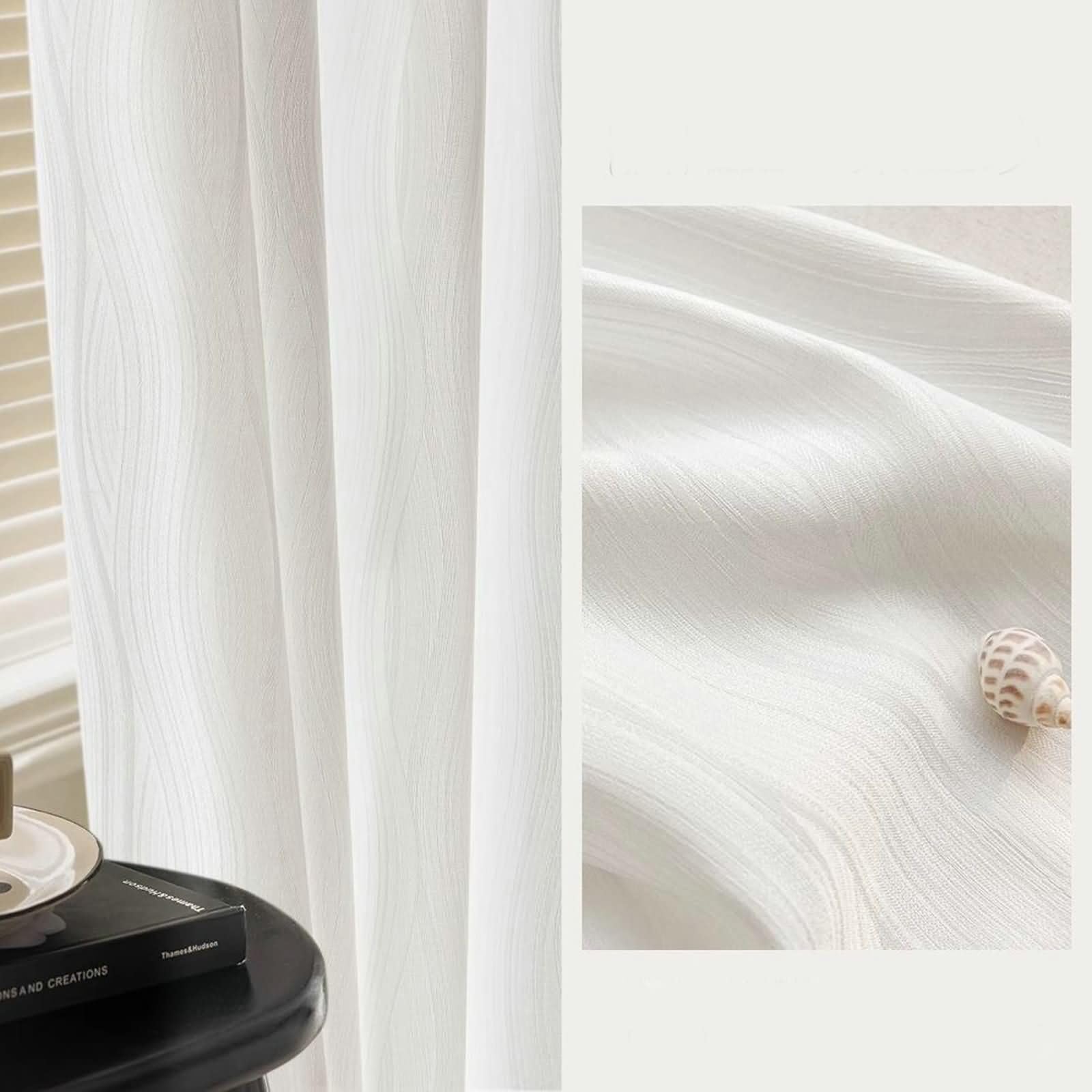 Homxi Drapes for Bedroom Semi Blackout 2 Panels Set,2 x 42W x 52H inch,White Curtains Balcony Solid Color Drapes for Bedroom with Grommets